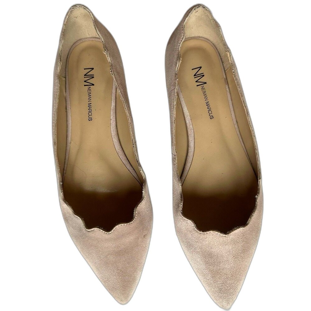 Neiman Marcus Soft Pink Suede Pointed Toe Flats Women’s Size 8.5